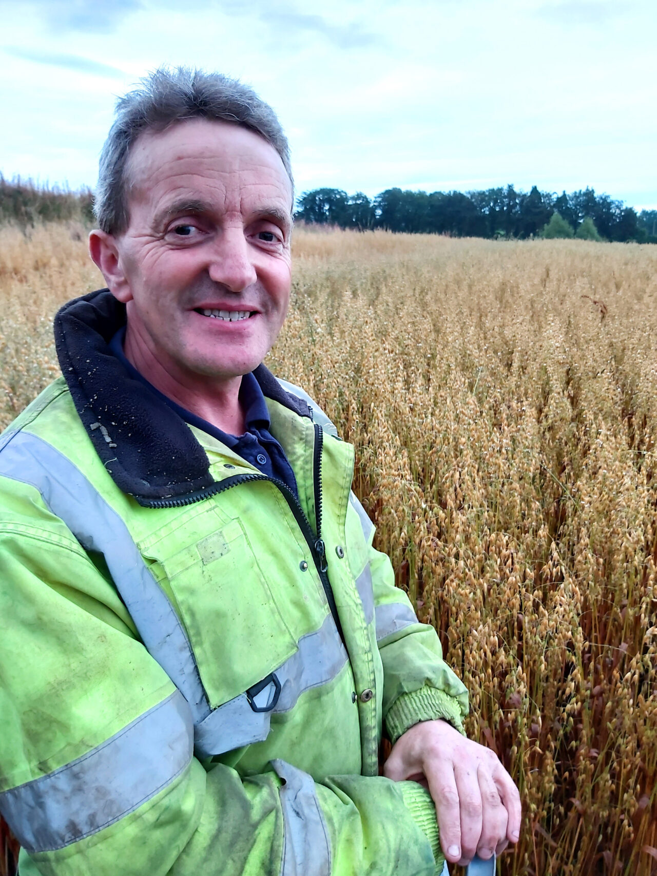 Thomas Fouhy standing in his 7 year continuous oat trail ripening