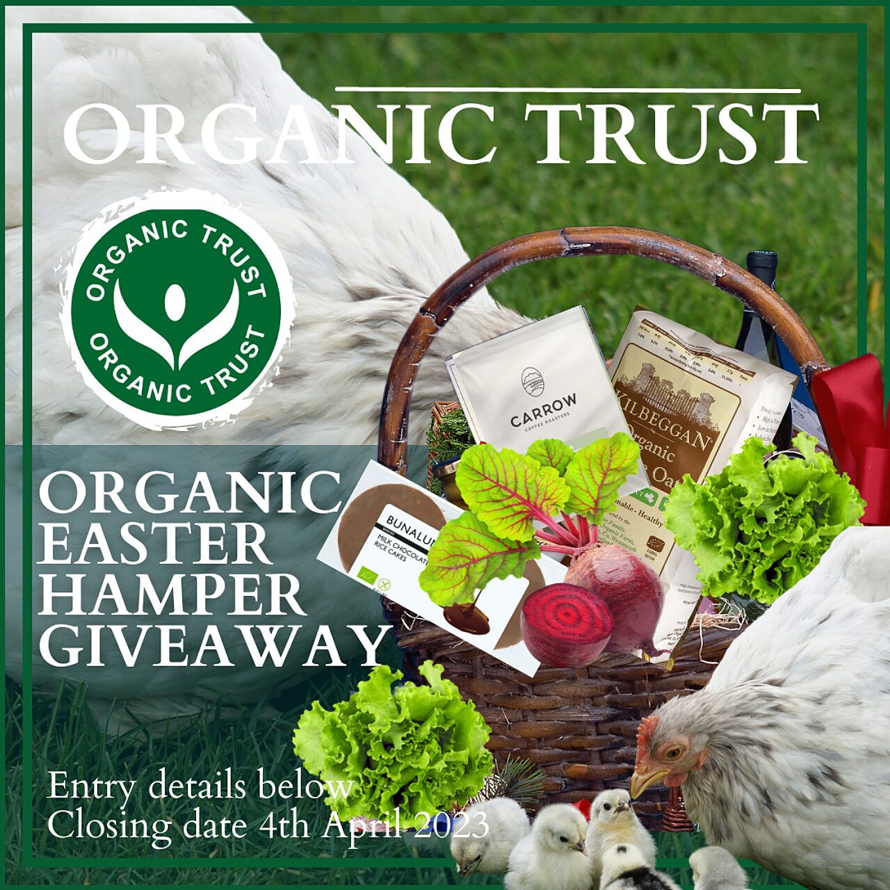 2nd draft o RGANIC t RUST easter hamper and chickens